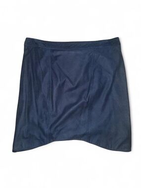 Helmut Lang Dark Navy Leather Mini Skirt